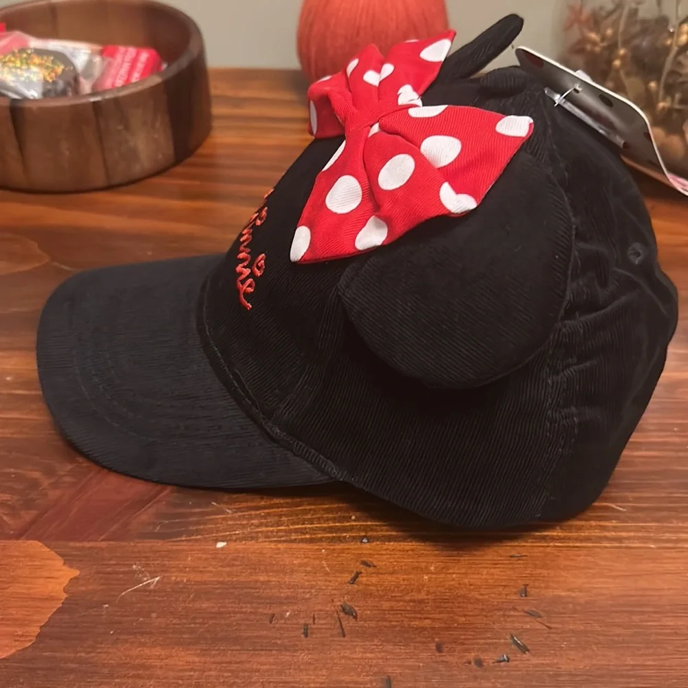 Disney girls Minnie Mouse Black Ball Cap Baseball Hat Mouse Ears & Bow